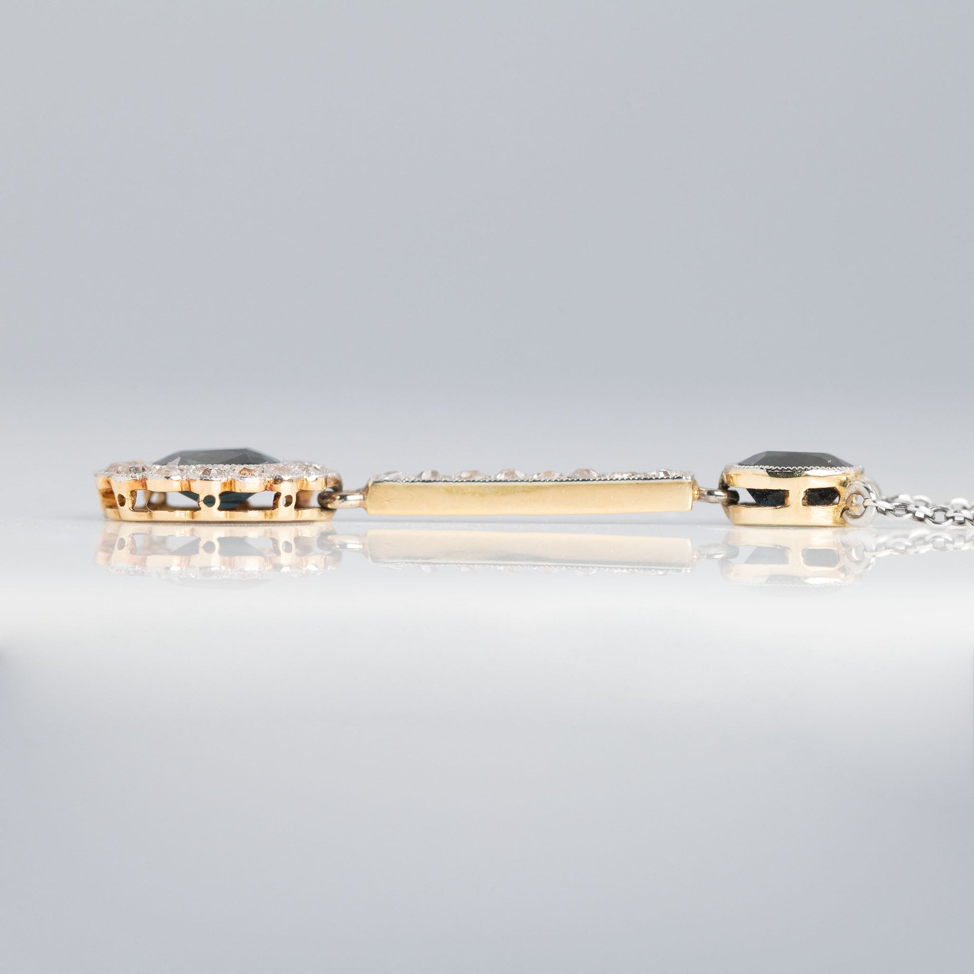 Art Deco 18ct Yellow Gold Sapphire and Diamond Pendant - Friar House