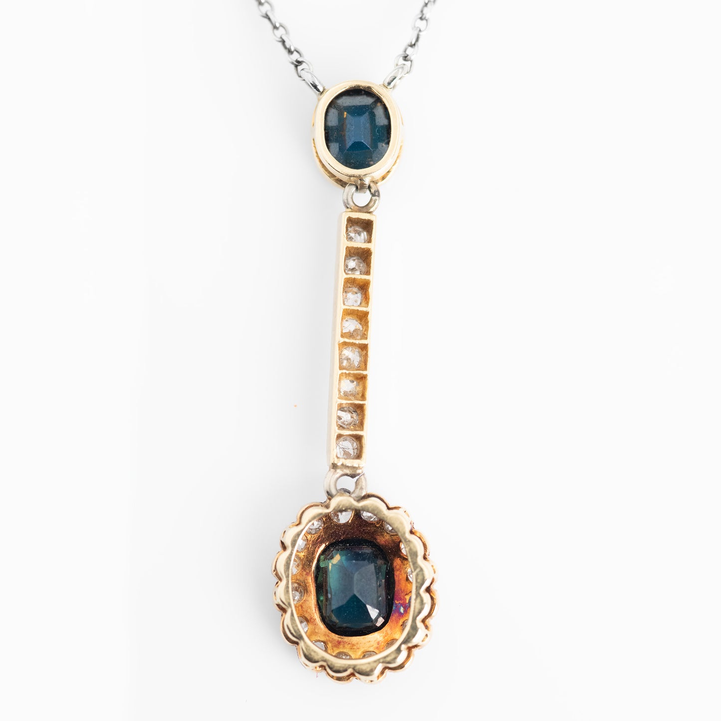 Art Deco 18ct Yellow Gold Sapphire and Diamond Pendant - Friar House