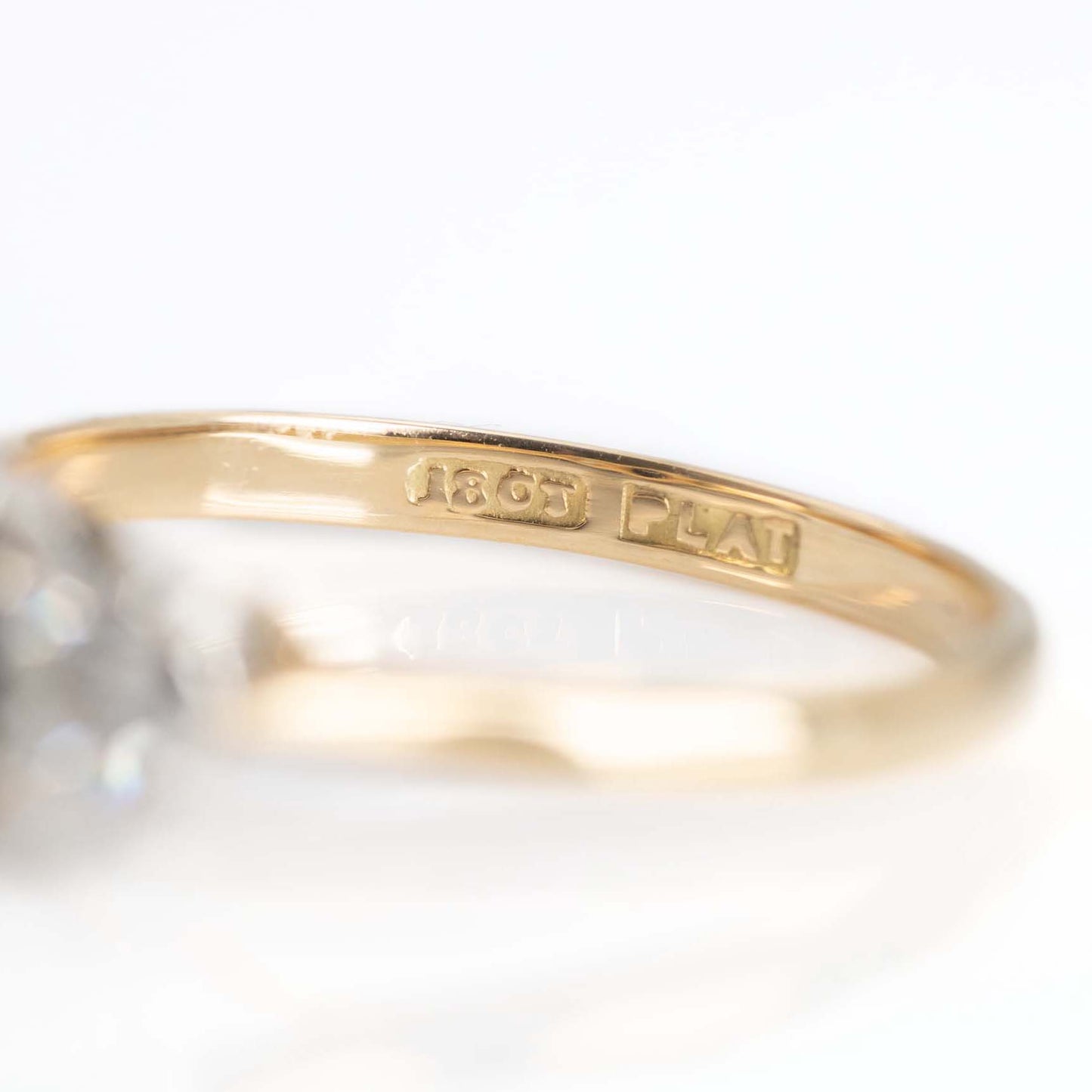 Art Deco 18ct Yellow Gold Sapphire and Diamond Three Stone Ring - Friar House