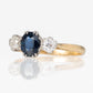 Art Deco 18ct Yellow Gold Sapphire and Diamond Three Stone Ring - Friar House