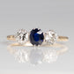 Art Deco 18ct Yellow Gold Sapphire and Diamond Three Stone Ring - Friar House