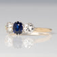 Art Deco 18ct Yellow Gold Sapphire and Diamond Three Stone Ring - Friar House