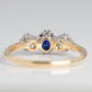 Art Deco 18ct Yellow Gold Sapphire and Diamond Three Stone Ring - Friar House