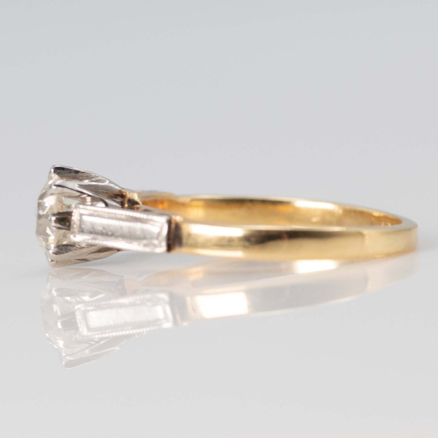 Art Deco 18ct Yellow Gold and Platinum Diamond Solitaire Engagement Ring - Friar House