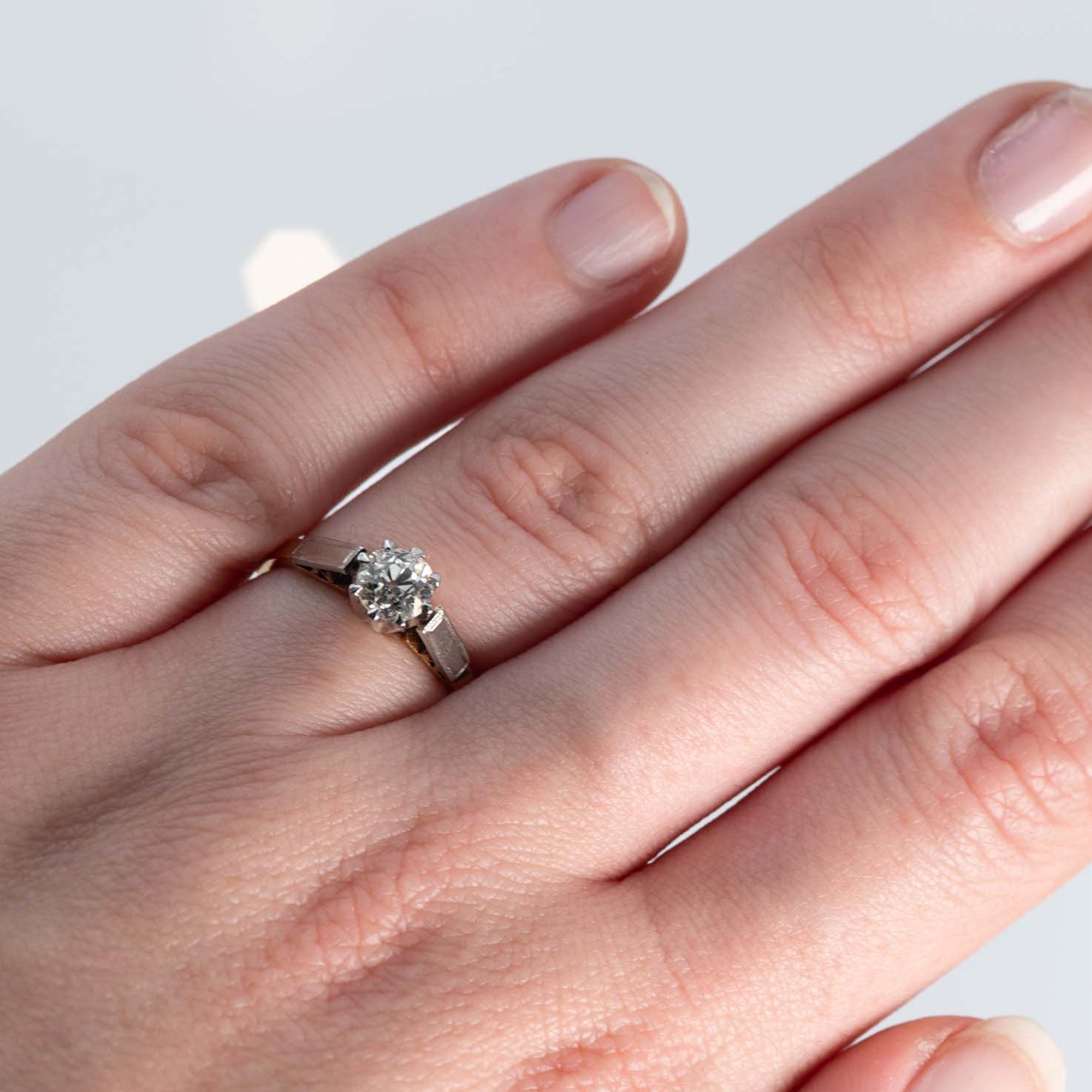 Art Deco 18ct Yellow Gold and Platinum Diamond Solitaire Engagement Ring - Friar House