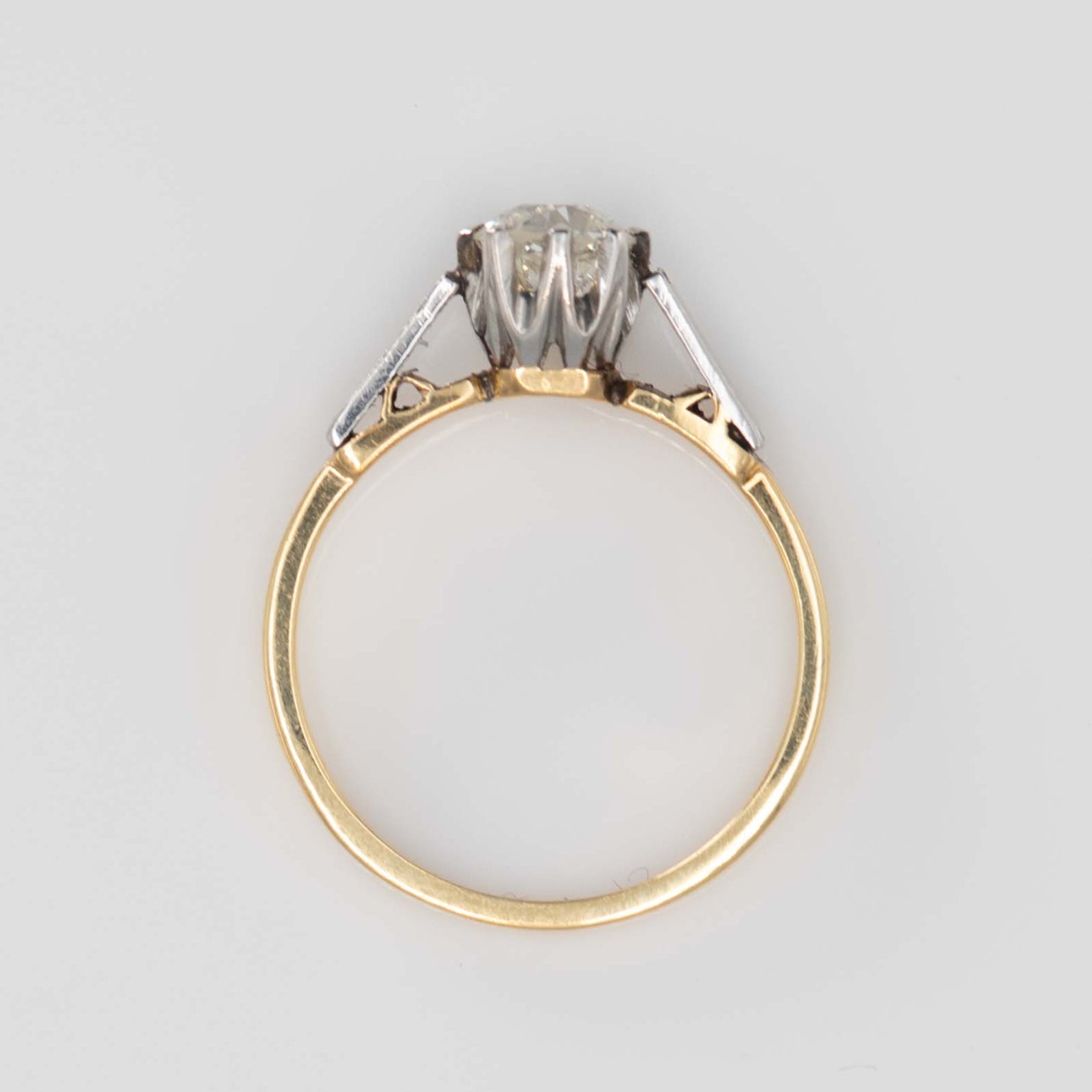 Art Deco 18ct Yellow Gold and Platinum Diamond Solitaire Engagement Ring - Friar House