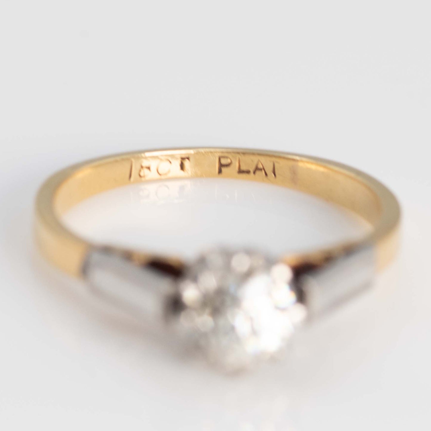 Art Deco 18ct Yellow Gold and Platinum Diamond Solitaire Engagement Ring - Friar House