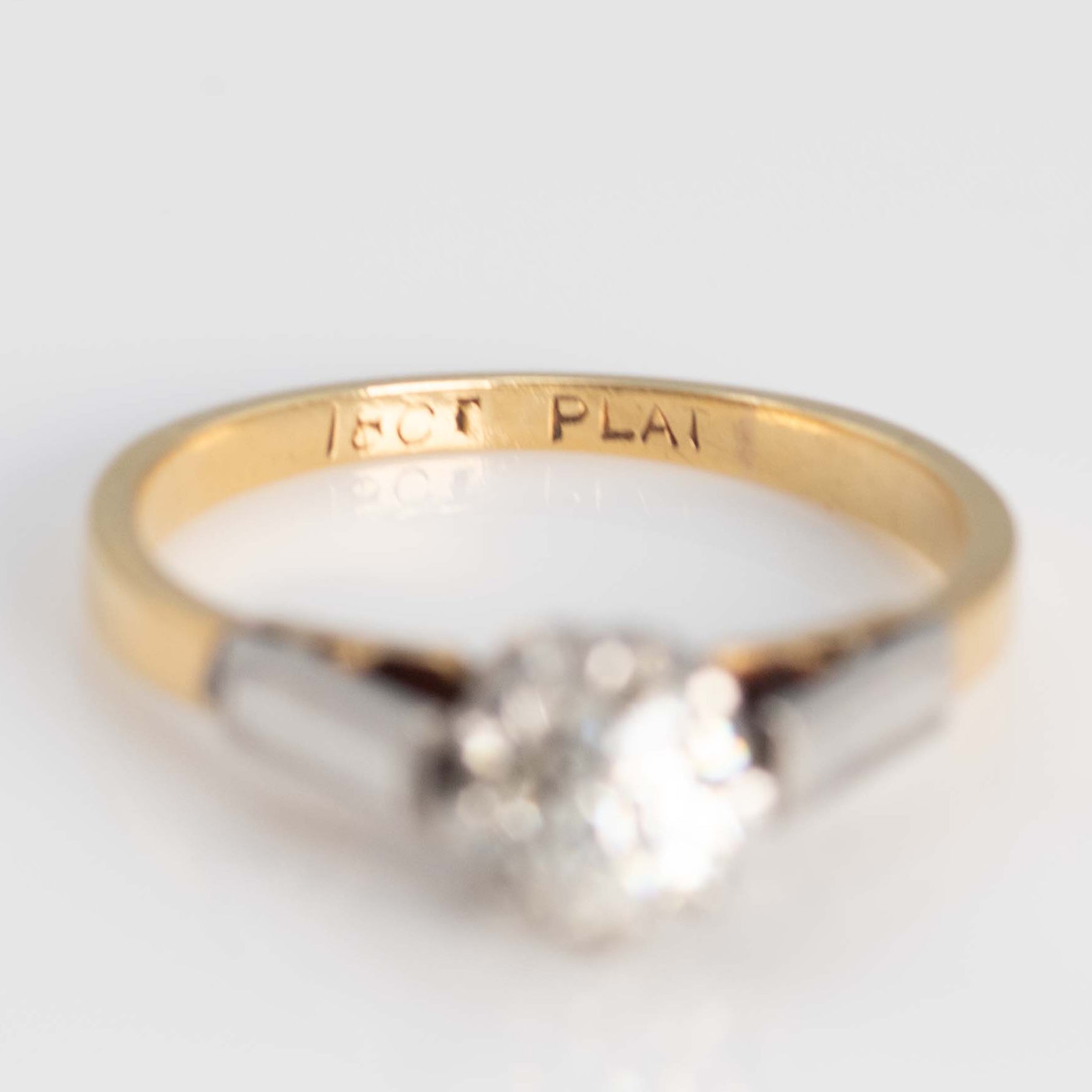 Art Deco 18ct Yellow Gold and Platinum Diamond Solitaire Engagement Ring - Friar House