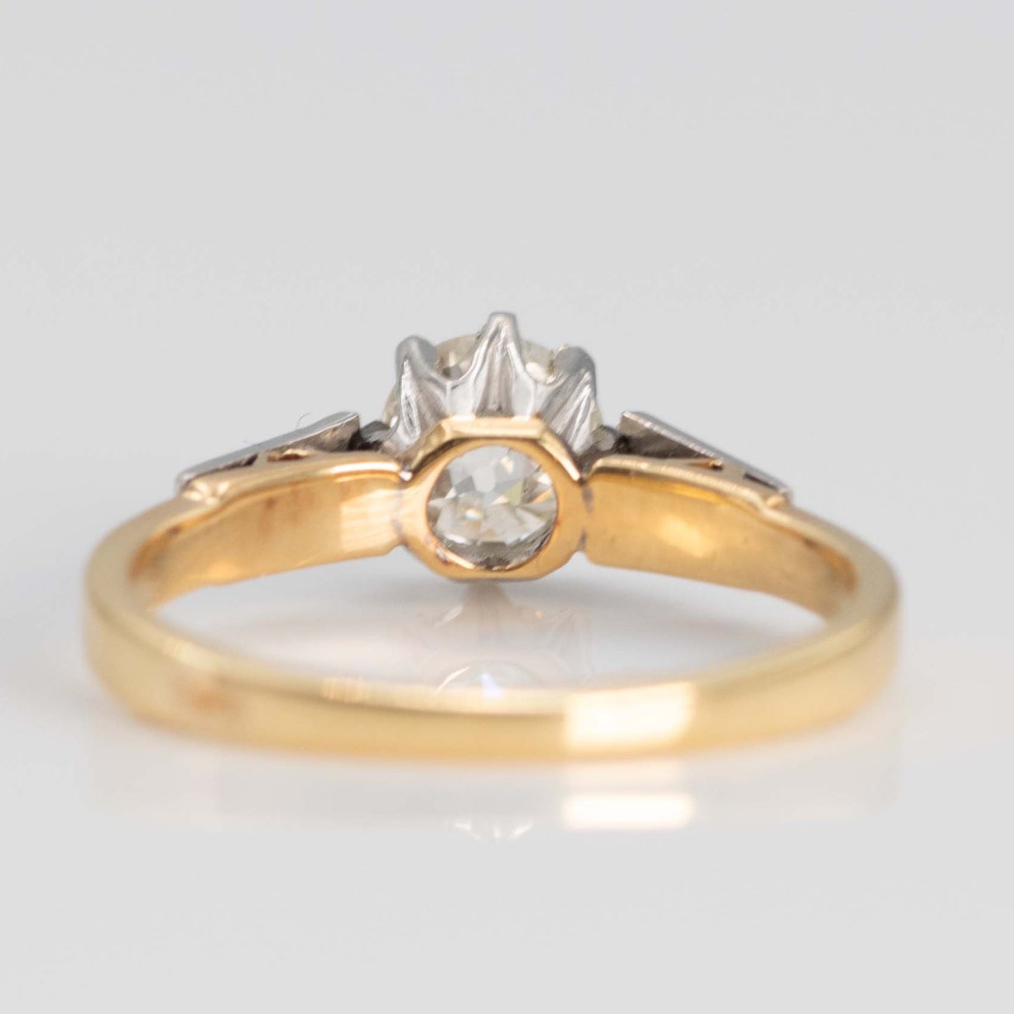 Art Deco 18ct Yellow Gold and Platinum Diamond Solitaire Engagement Ring - Friar House