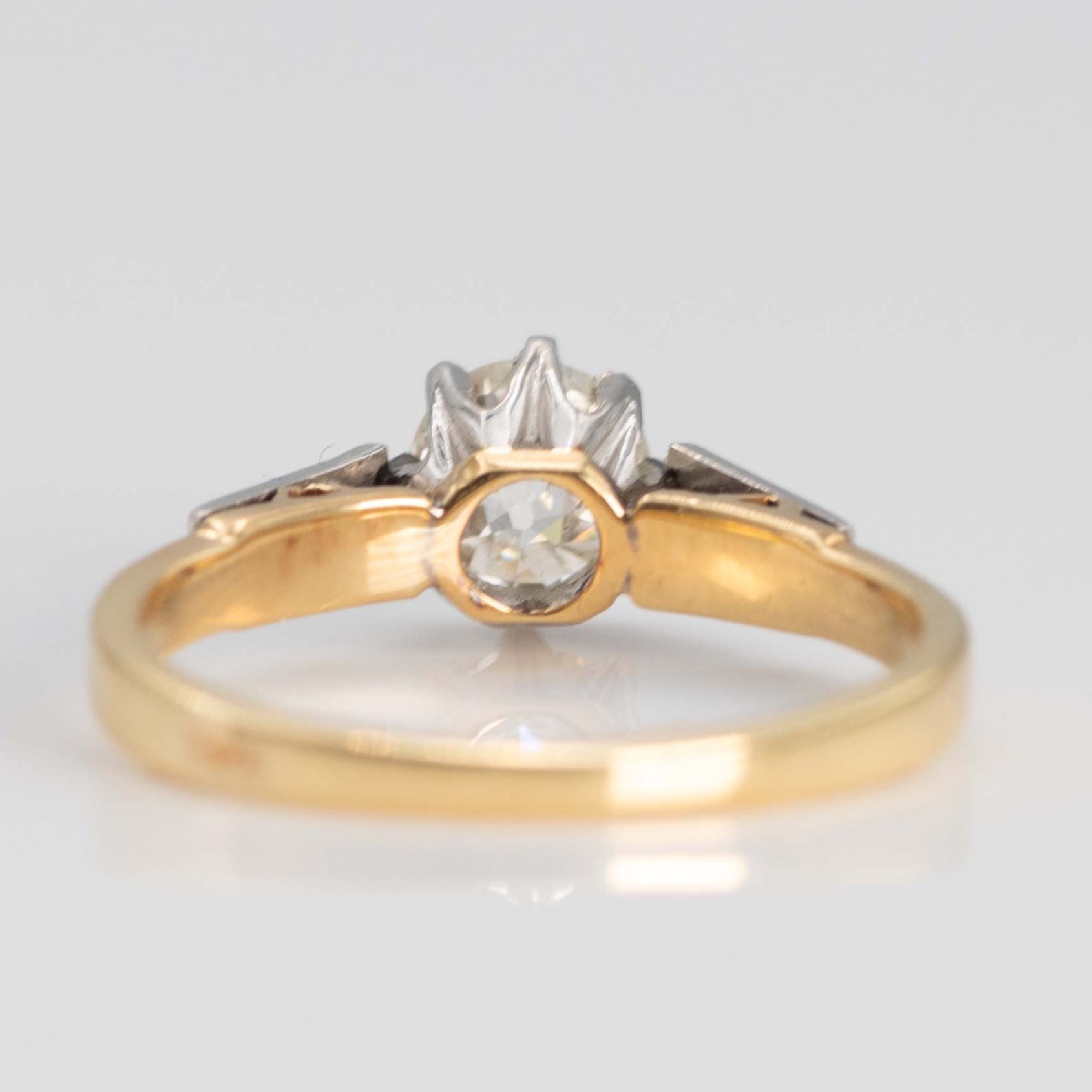 Art Deco 18ct Yellow Gold and Platinum Diamond Solitaire Engagement Ring - Friar House