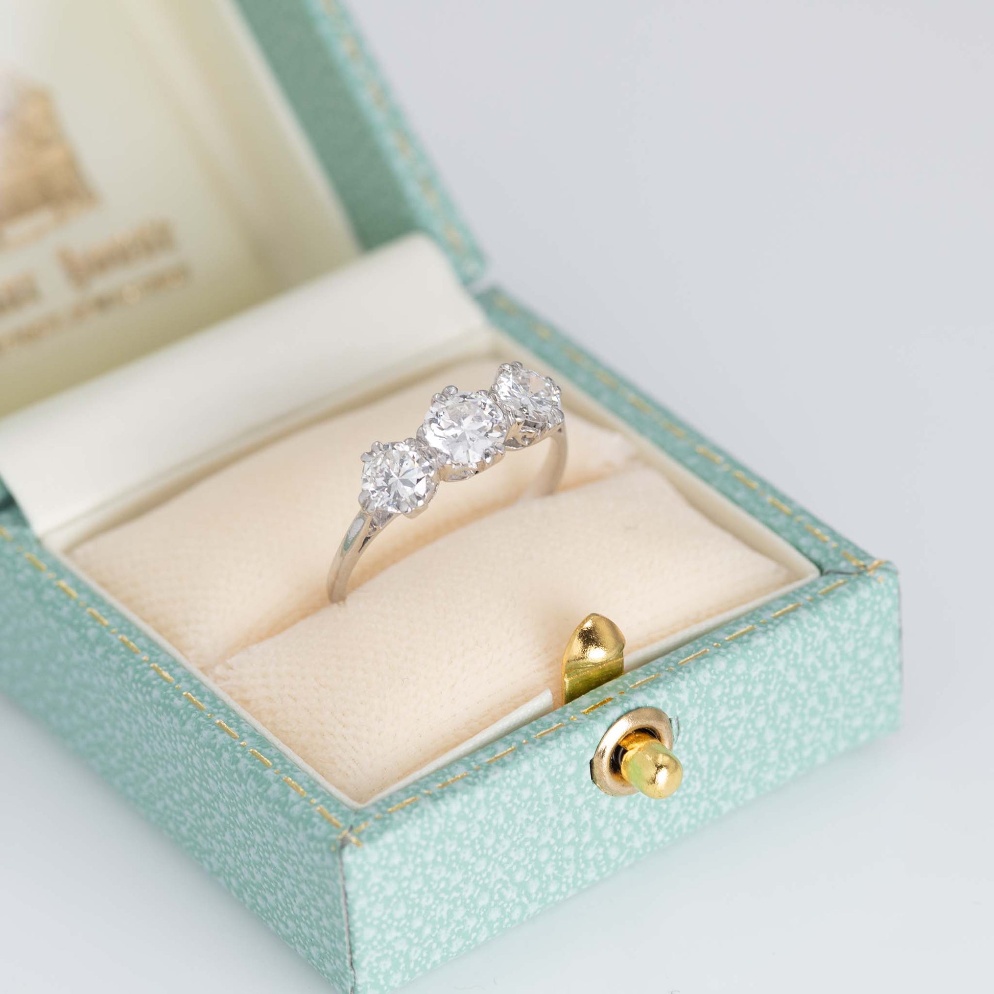 Art Deco 1930's Platinum 1.5 carat Diamond Three Stone Ring - Friar House