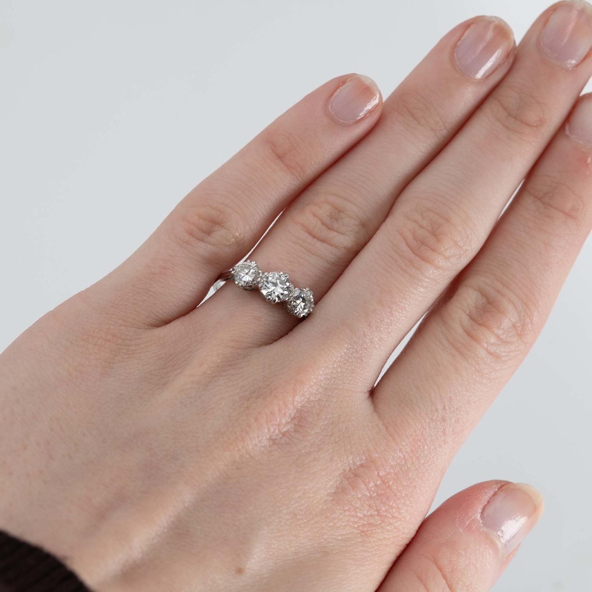 Art Deco 1930's Platinum 1.5 carat Diamond Three Stone Ring - Friar House