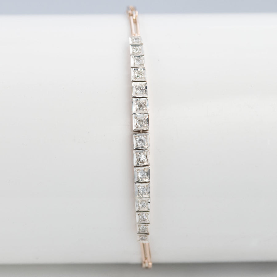 Art Deco 9ct Yellow Gold Diamond Bracelet - Friar House