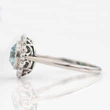 Art Deco Palladium Blue Zircon Cluster Ring - Friar House