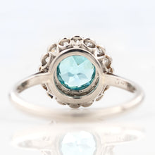 Art Deco Palladium Blue Zircon Cluster Ring - Friar House
