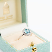 Art Deco Palladium Blue Zircon Cluster Ring - Friar House