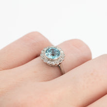 Art Deco Palladium Blue Zircon Cluster Ring - Friar House