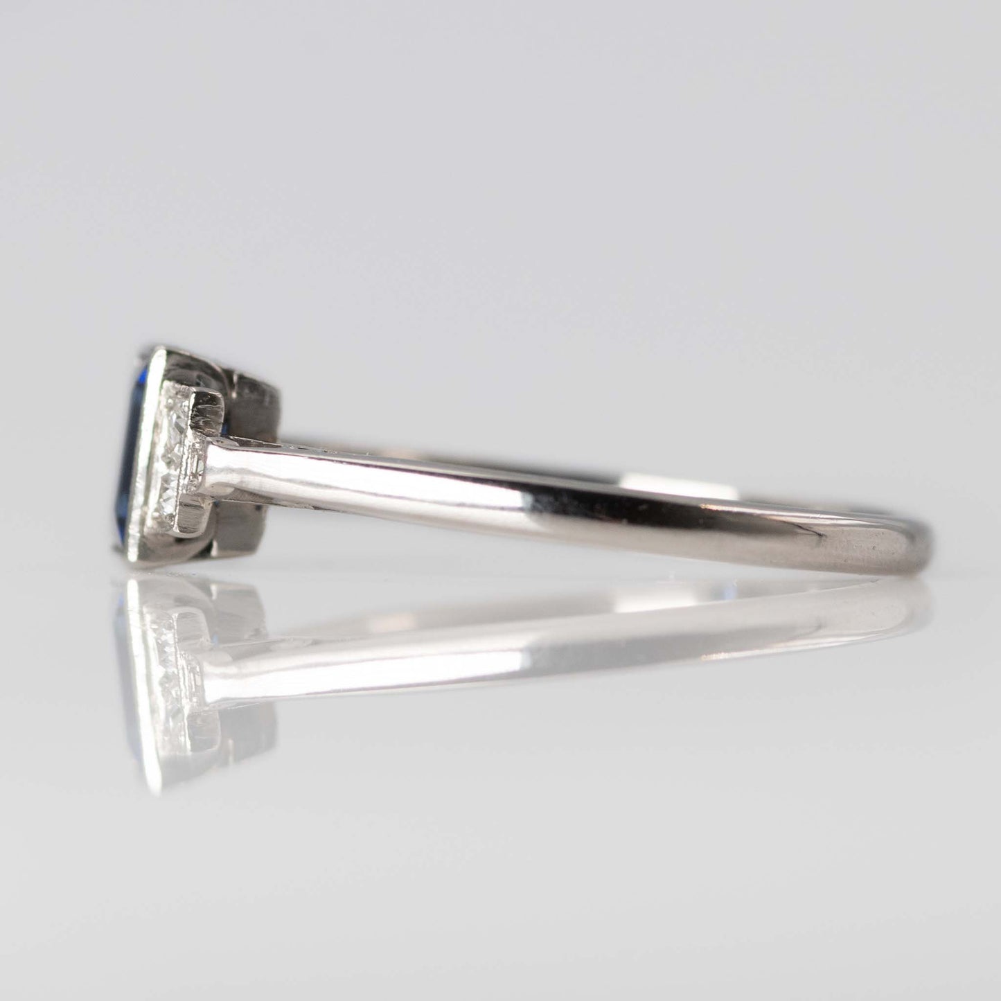 Art Deco Palladium Sapphire Diamond Ring - Friar House