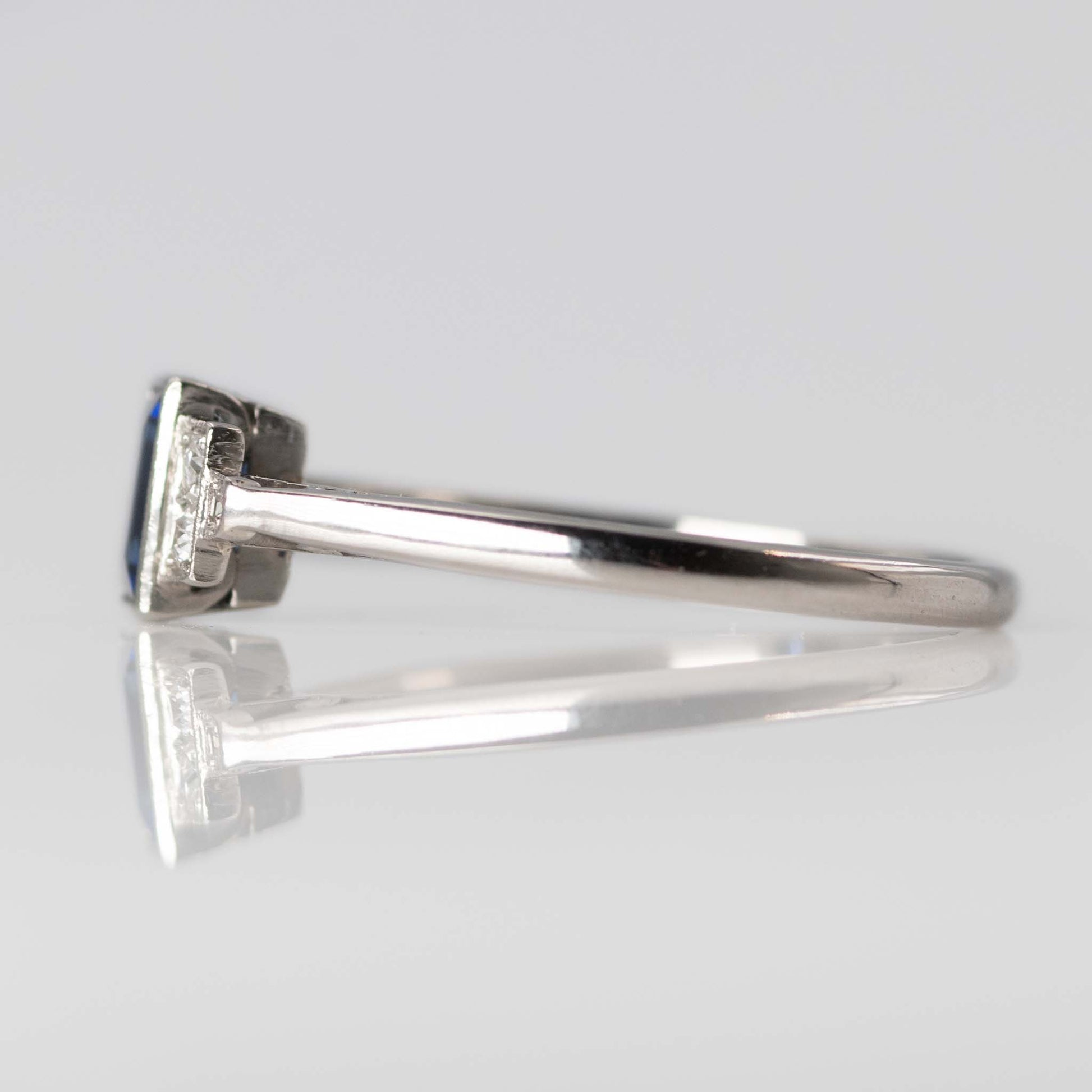 Art Deco Palladium Sapphire Diamond Ring - Friar House