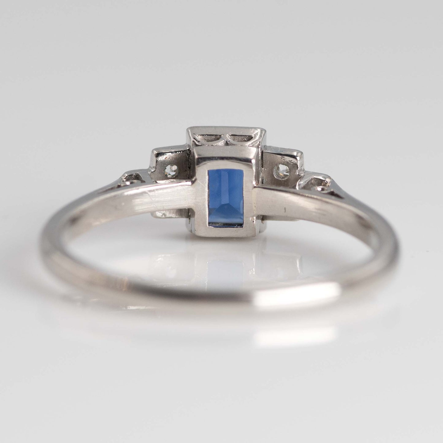 Art Deco Palladium Sapphire Diamond Ring - Friar House