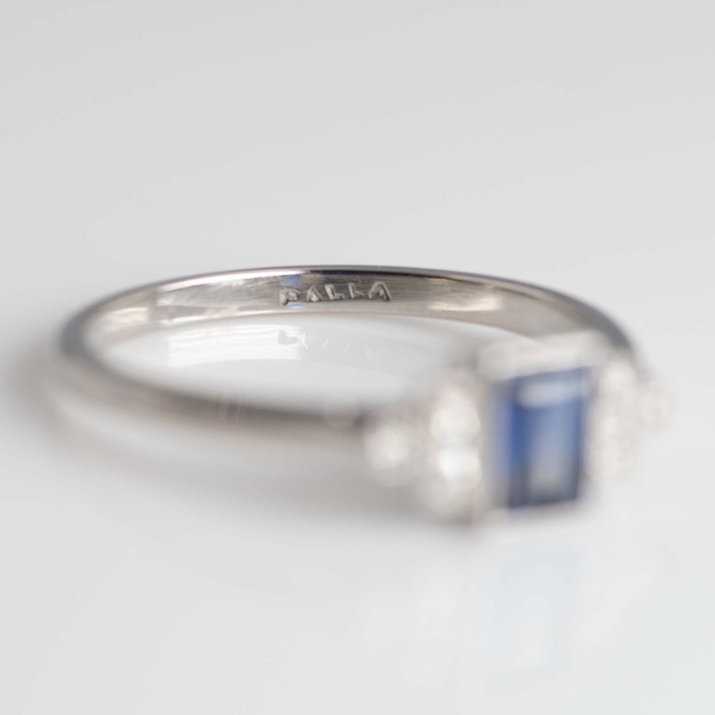 Art Deco Palladium Sapphire Diamond Ring - Friar House