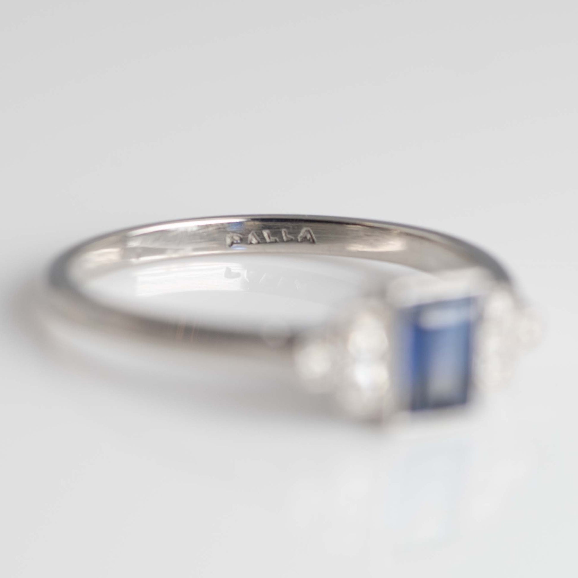 Art Deco Palladium Sapphire Diamond Ring - Friar House