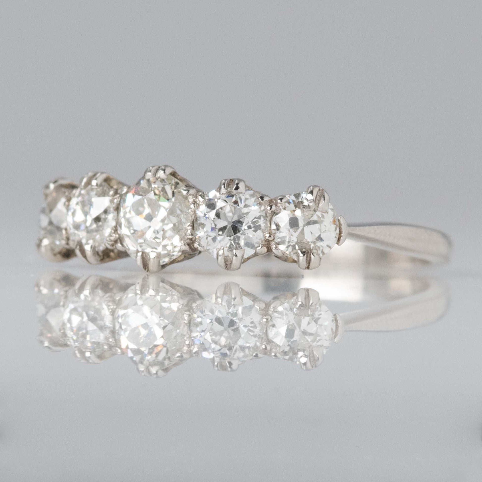 Art Deco Platinum 1.20 Carat Diamond Five Stone Ring - Friar House