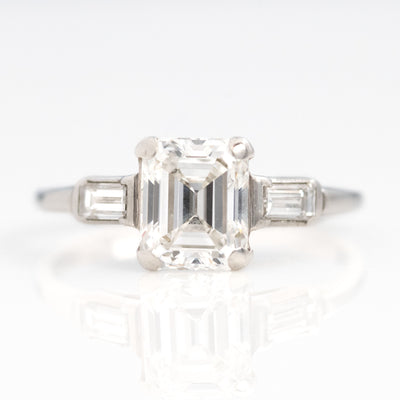 Art Deco Platinum 1.70 Carat Diamond Solitaire Ring - Friar House