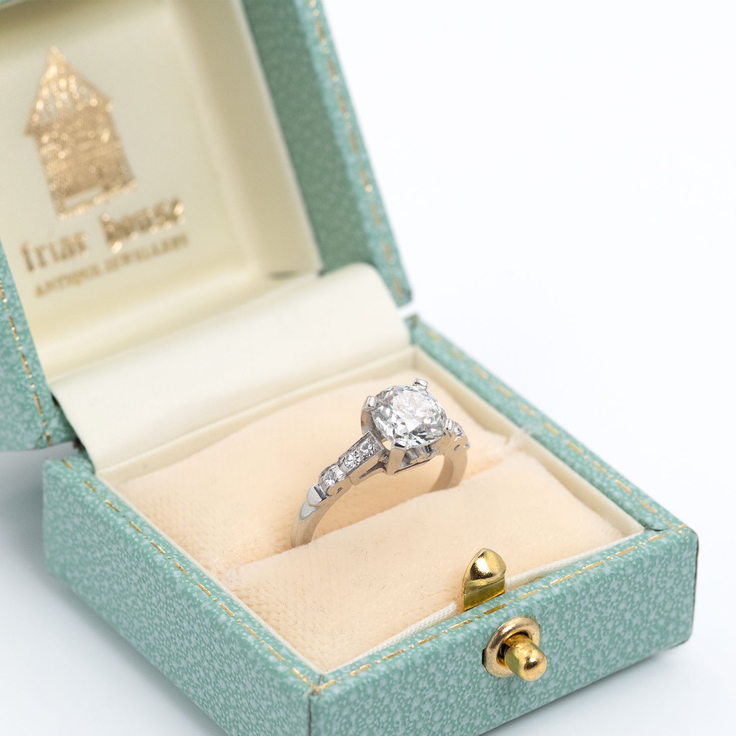 Art Deco Platinum 1.71 Carat Diamond Solitaire Ring - Friar House