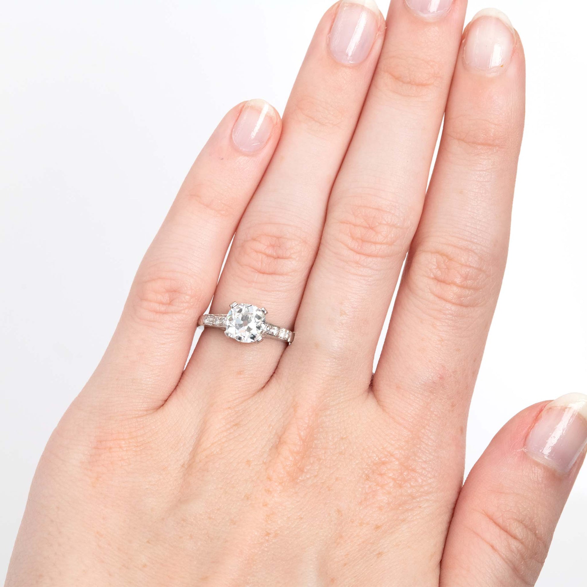 Art Deco Platinum 1.71 Carat Diamond Solitaire Ring - Friar House