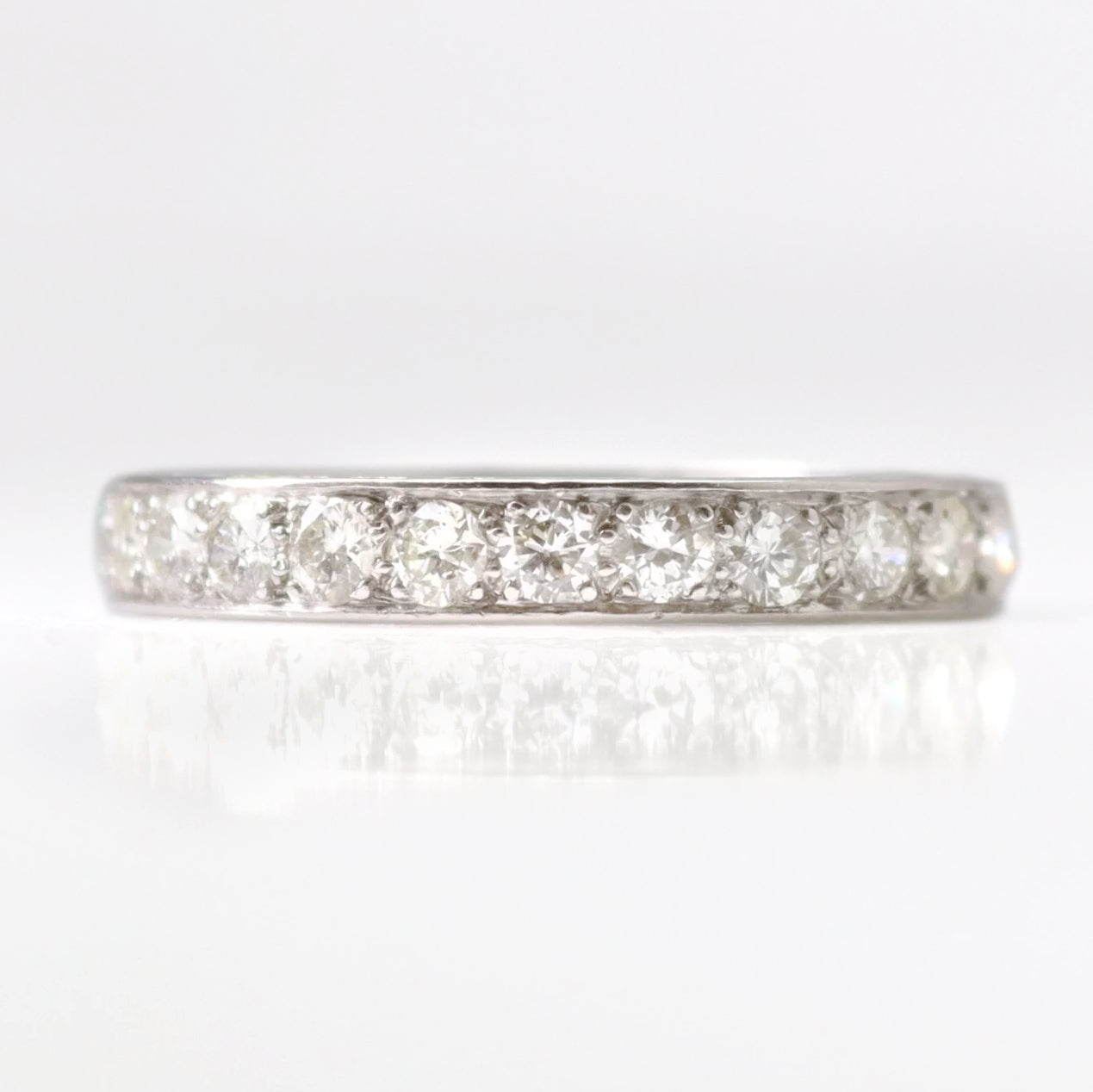 Art Deco Platinum 1.7 Carat Diamond Eternity Ring Size O 1/2