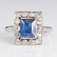 Art Deco Platinum 1.8 carat Sapphire and Diamond Cluster Ring - Friar House