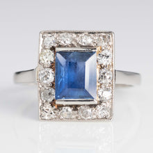 Art Deco Platinum 1.8 carat Sapphire and Diamond Cluster Ring - Friar House