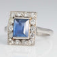 Art Deco Platinum 1.8 carat Sapphire and Diamond Cluster Ring - Friar House