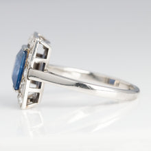 Art Deco Platinum 1.8 carat Sapphire and Diamond Cluster Ring - Friar House