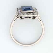 Art Deco Platinum 1.8 carat Sapphire and Diamond Cluster Ring - Friar House