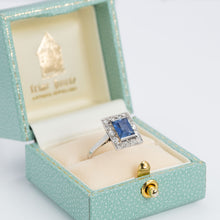 Art Deco Platinum 1.8 carat Sapphire and Diamond Cluster Ring - Friar House