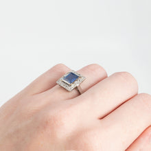 Art Deco Platinum 1.8 carat Sapphire and Diamond Cluster Ring - Friar House
