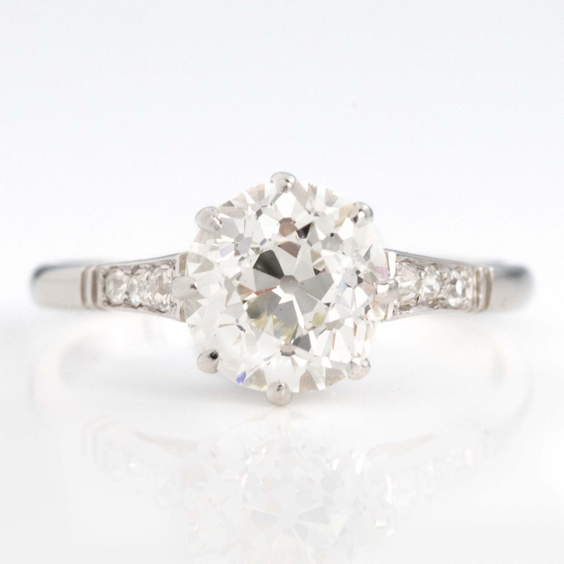 Art Deco Platinum 1.9 Carat Diamond Solitaire Ring - Friar House