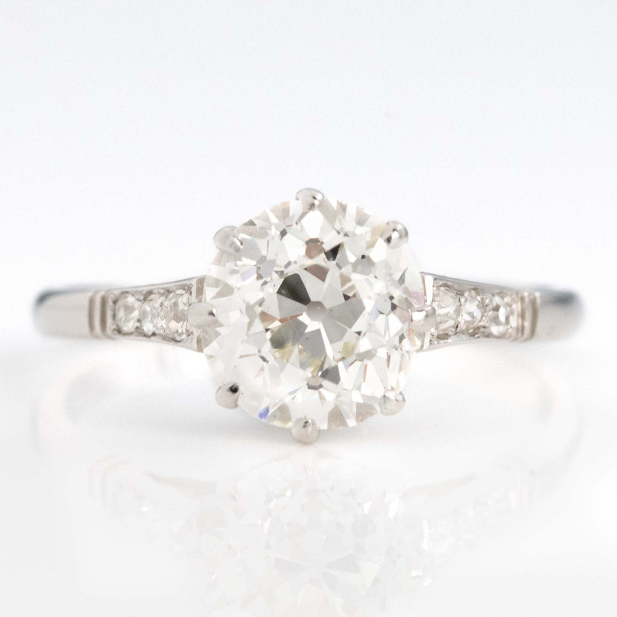 Art Deco Platinum 1.9 Carat Diamond Solitaire Ring - Friar House