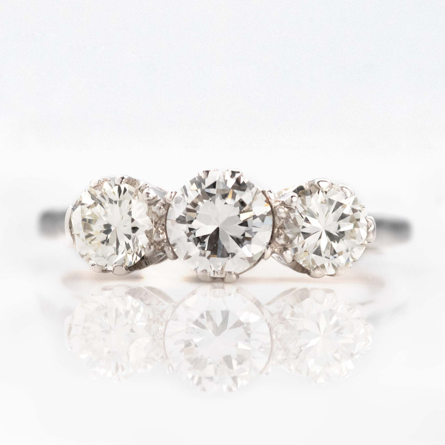 Art Deco Platinum 1 carat Diamond Three Stone Ring - Friar House