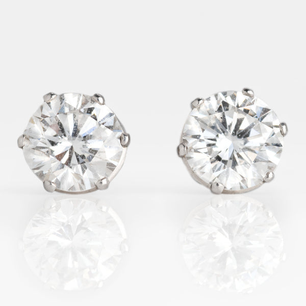 Art Deco Platinum 2.40 Carat Diamond Stud Earrings - Friar House
