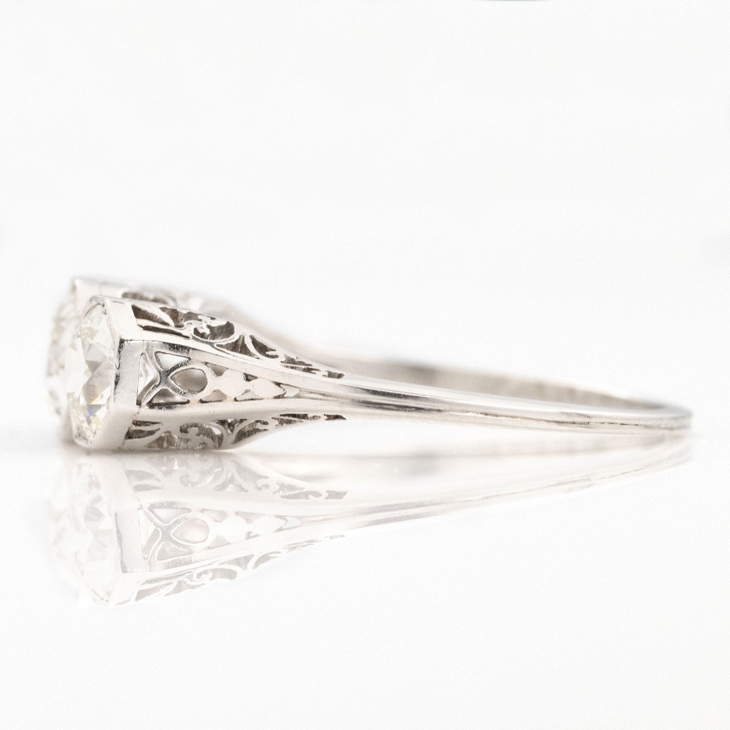 Art Deco Platinum 2 Carat Diamond Three Stone Ring - Friar House Antique Jewellery