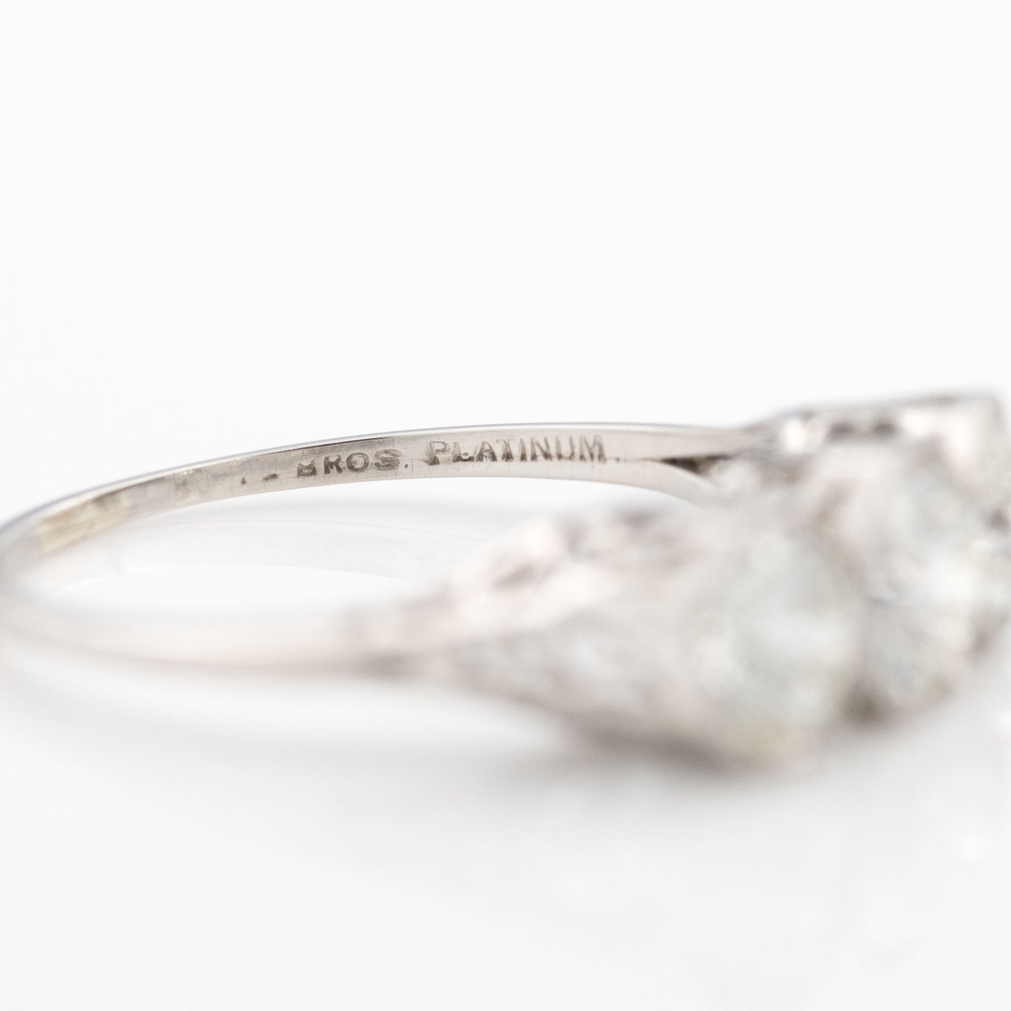 Art Deco Platinum 2 Carat Diamond Three Stone Ring - Friar House Antique Jewellery
