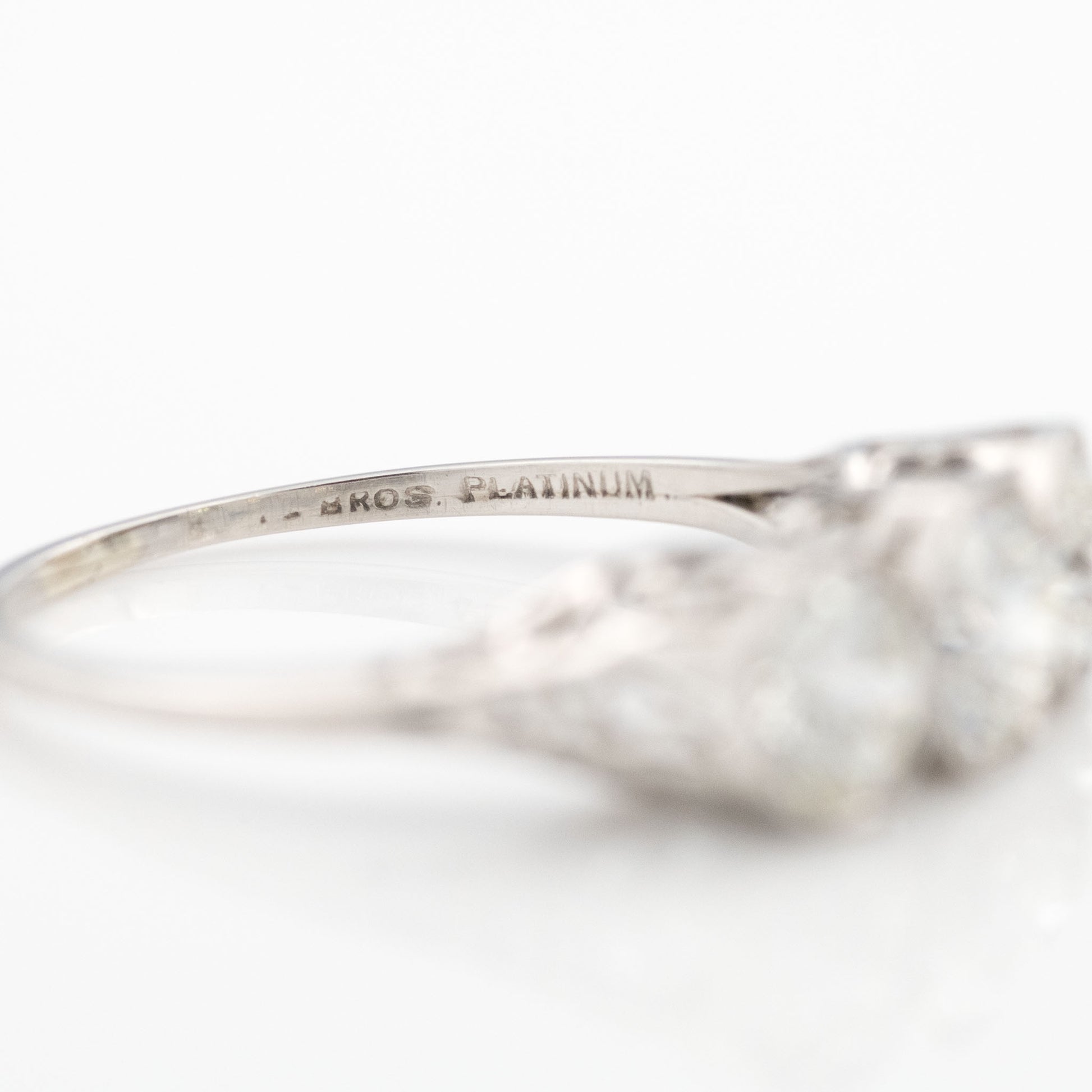 Art Deco Platinum 2 Carat Diamond Three Stone Ring - Friar House Antique Jewellery