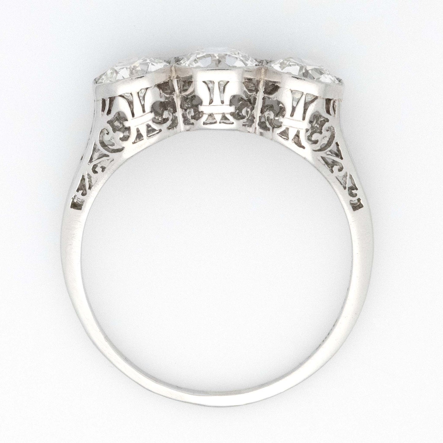 Art Deco Platinum 2 Carat Diamond Three Stone Ring - Friar House Antique Jewellery