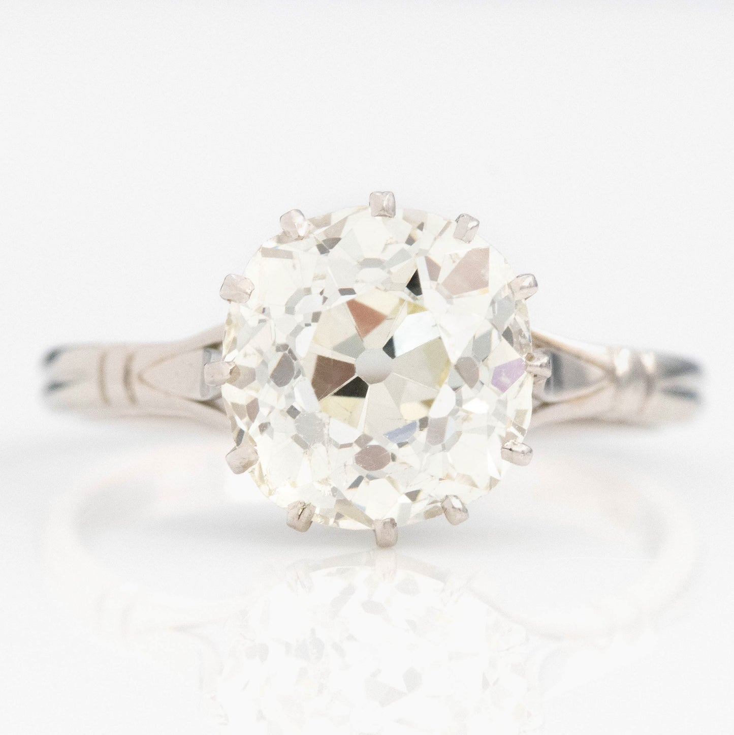 Art Deco Platinum 3.5 Carat Diamond Solitaire Ring - Friar House