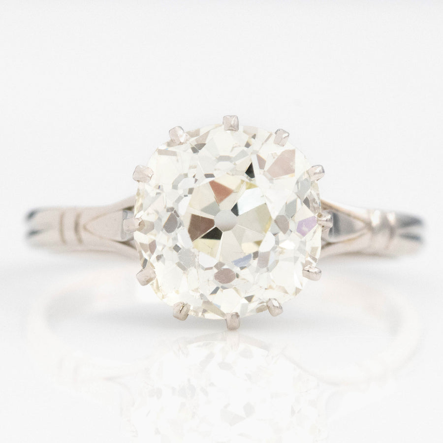 Art Deco Platinum 3.5 Carat Diamond Solitaire Ring - Friar House