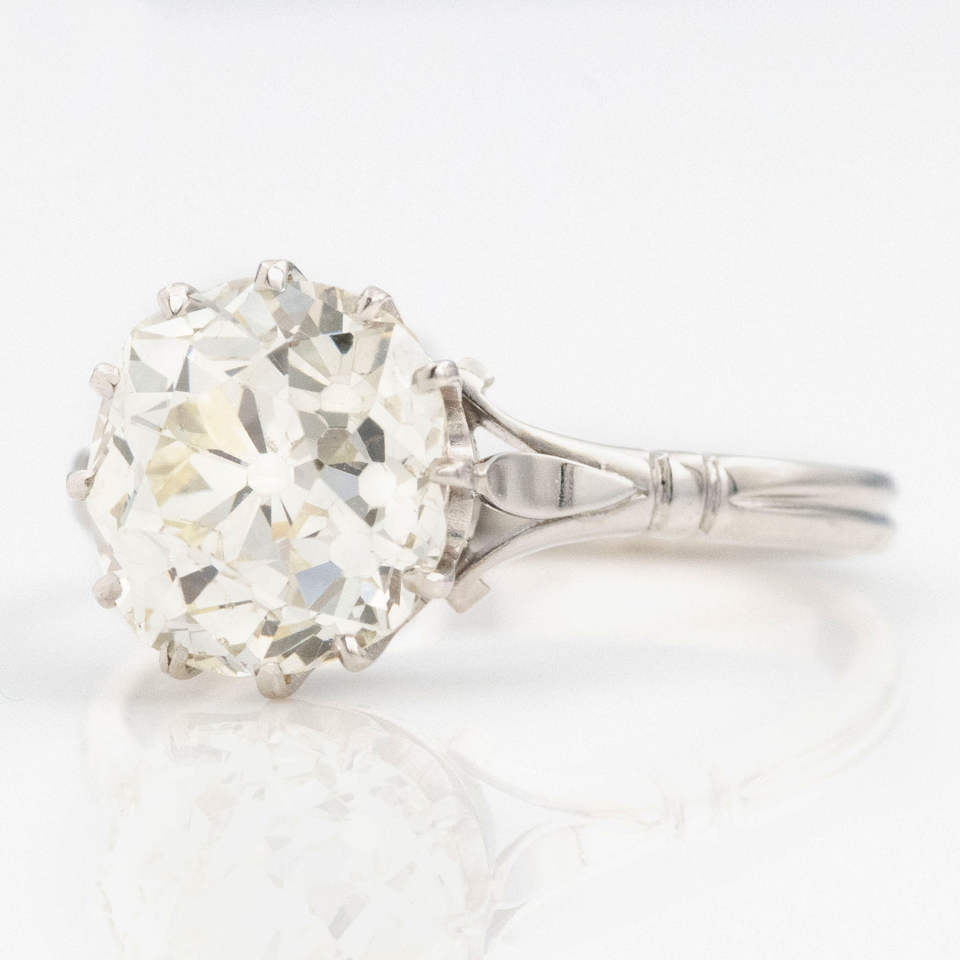 Art Deco Platinum 3.5 Carat Diamond Solitaire Ring - Friar House
