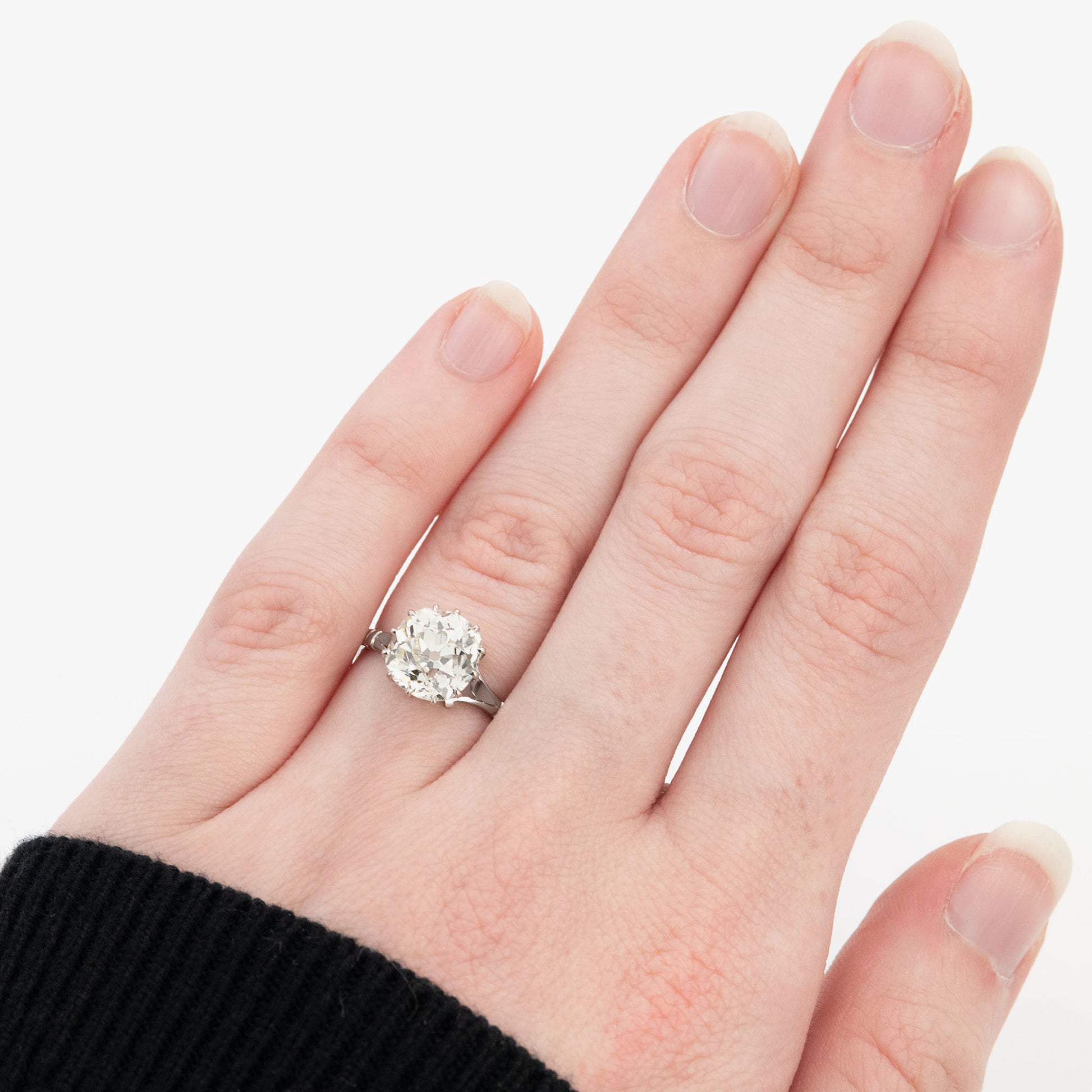 Art Deco Platinum 3.5 Carat Diamond Solitaire Ring - Friar House